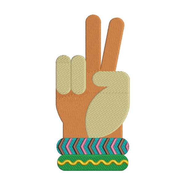 Peace Hand Sign Embroidery Design | Boho Wristband