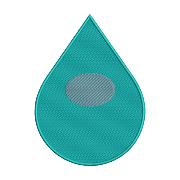 Blue Teardrop Emoji Embroidery Design | Water Drop Patch