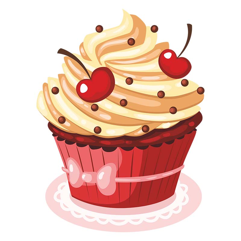 Delish Buttercream And Cherry On Top Cupcake Vector Art - DigitEMB Shop
