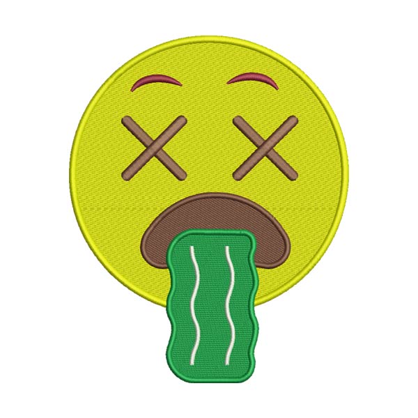 Vomiting Emoji Embroidery Design | Cross-Eyed Sick Face Patch