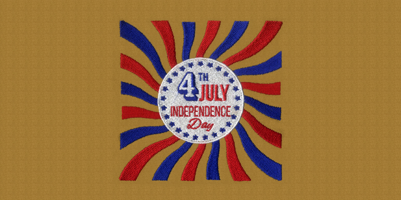 Happy Fourth of July Free Embroidery Design