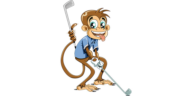 Golf Playing Monkey Vector Design
