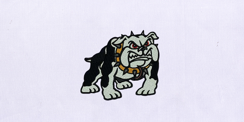 Firm and Fuming Bull Dog Embroidery Design
