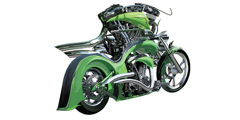 Green Heavy Motorbike Vector Design