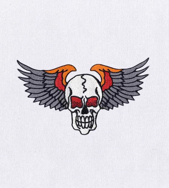 Skull and Wings Spirited Embroidery Design