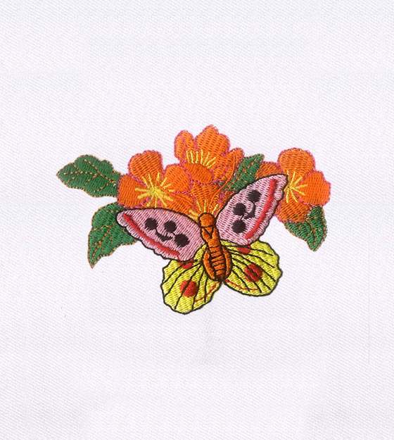 Colorful Butterfly and Orange Flowers Embroidery Design