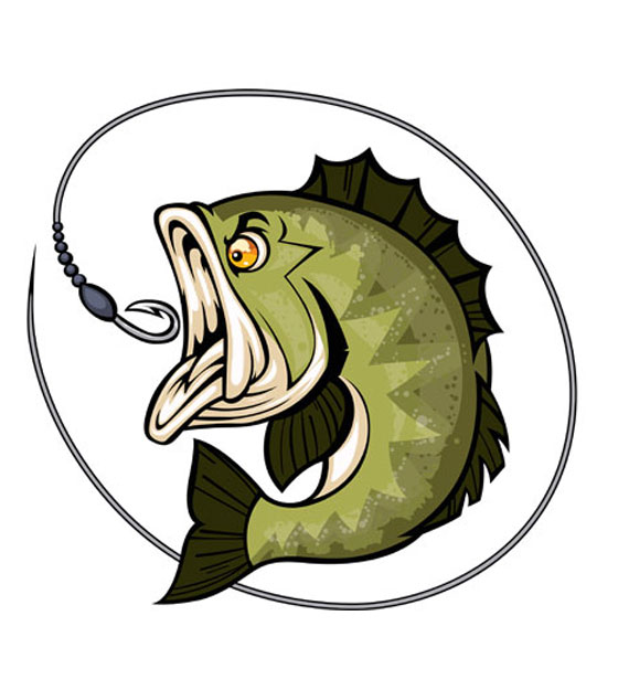 Beautiful Fish With Hunting Hook Vector Design