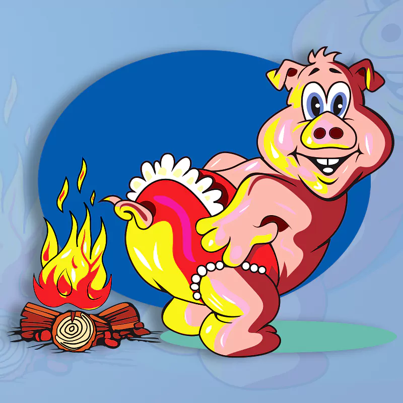 Pig With BonFire Vector Graphics
